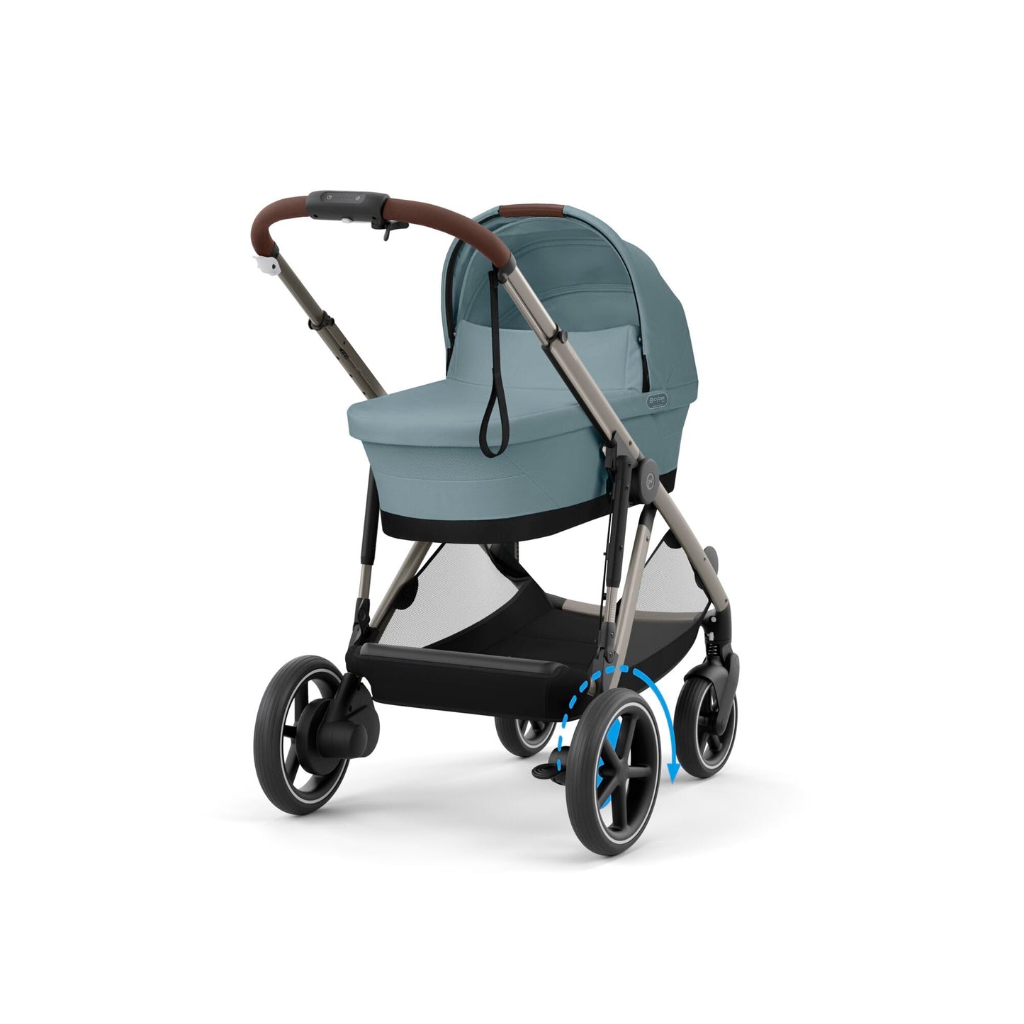 CYBEX Gold Kinderwagen e-GAZELLE S, Ab Geburt bis ca. 4 Jahre, Max. 22 kg (Single-Modus) / 2x 22 kg (Duo-Modus), All-in-1-System mit E-Antrieb und 20+ Konfigurationen, Stone Grey