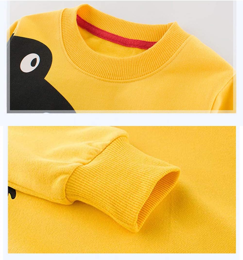 SUPFANS Boys Cute Dinosaur Sweatshirts Pullover Cotton T-Rex Long Sleeve Tops Toddler T-Shirt