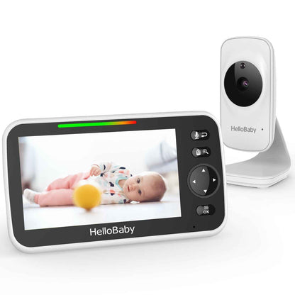 HelloBaby Baby Monitor with Camera, 29 Hours Battery Life, 355°/120° Baby Monitor with Remote Controlled Pan-Tilt Camera, 2x Zoom, Infrared Night Vision Camera, Eco Mode, Up to 305 m, 2-Way Audio
