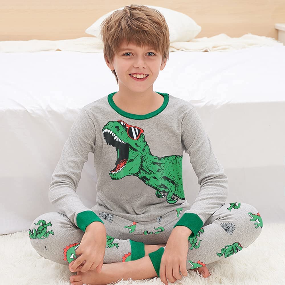 Kinder Jungen Pyjamas Langarm Baumwolle Winter Pyjama Set Feuerwehrauto Dinosaurier Bagger Traktor Zug Zweiteilige Nachtwäsche 1-7 Jahre 92 98 104 110 116 122