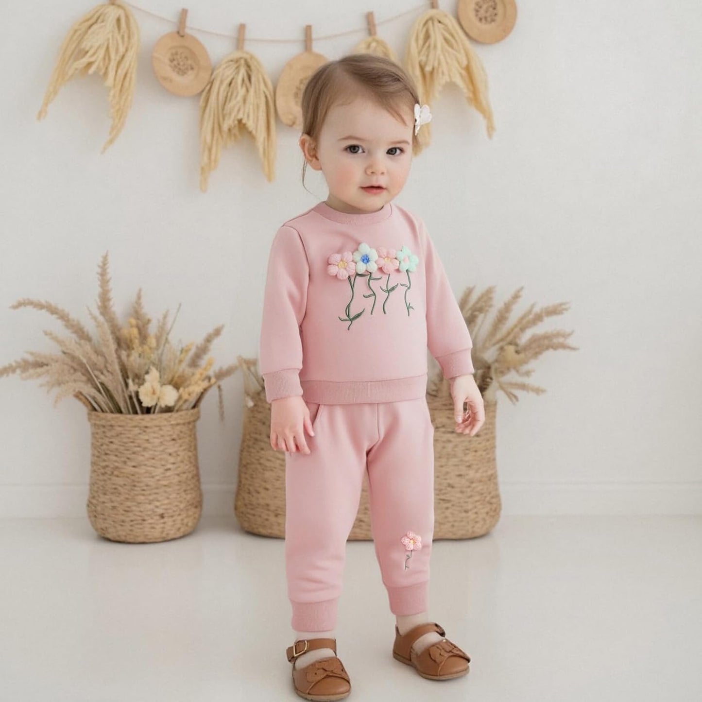 Baby Mädchen Kleidung 3D Floral Print Outfit Langarm Hemd + Hose Neugeborenen Baby Kleidung Clinder Herbst Baby Set