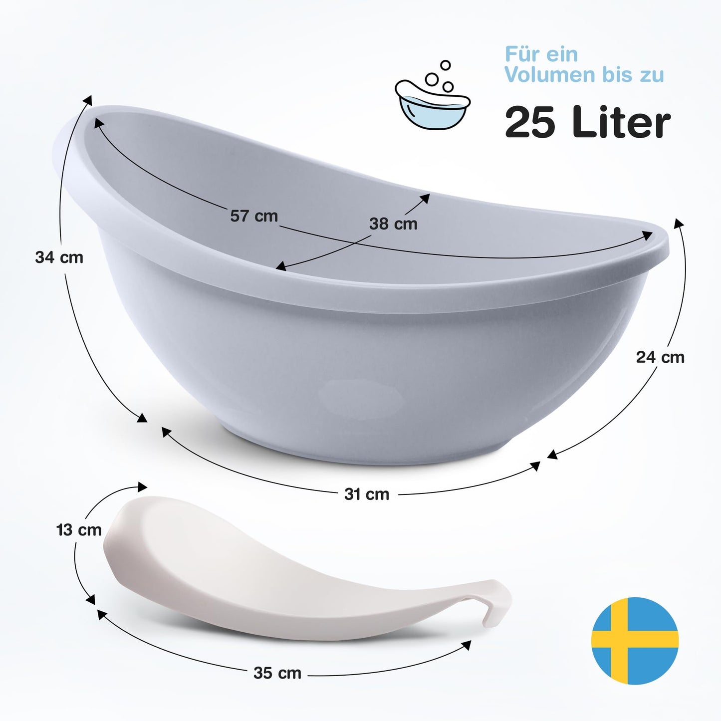 BabybeFun Baby Badewanne mit Badewanneneinsatz für Neugeborene [Testsieger] Rutschfeste Babybadewanne für Babys und Kleinkinder [0-12 Monate] Babywanne für Dusche Badewanne Weiß