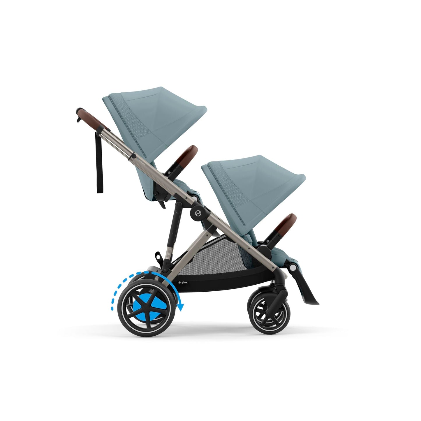 CYBEX Gold Kinderwagen e-GAZELLE S, Ab Geburt bis ca. 4 Jahre, Max. 22 kg (Single-Modus) / 2x 22 kg (Duo-Modus), All-in-1-System mit E-Antrieb und 20+ Konfigurationen, Stone Grey
