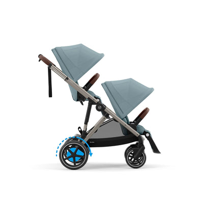 CYBEX Gold Kinderwagen e-GAZELLE S, Ab Geburt bis ca. 4 Jahre, Max. 22 kg (Single-Modus) / 2x 22 kg (Duo-Modus), All-in-1-System mit E-Antrieb und 20+ Konfigurationen, Stone Grey