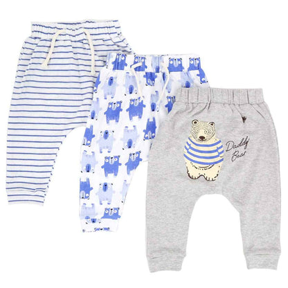 CuteOn Pack of 3 Unisex Children's Toddler Harem Trousers Cotton Elastic Trousers
