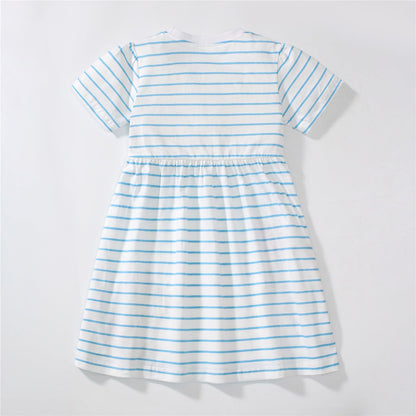 Kleinkind Mädchen Kurze Ärmel Ostern Kleid Baumwolle lässig Jersey Shirt Playwear Applique Kleid