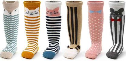Pack of 6 Baby Toddler ABS Non-Slip Socks Knee-Length Knee Socks Cotton