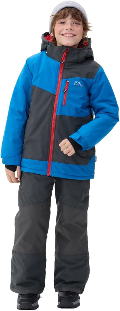 Kinder Schneeanzug für Jungen, Winter Skijacke und Hosen Set mit Kapuzenriemen, winddicht, wasserdicht, warmer Mantel