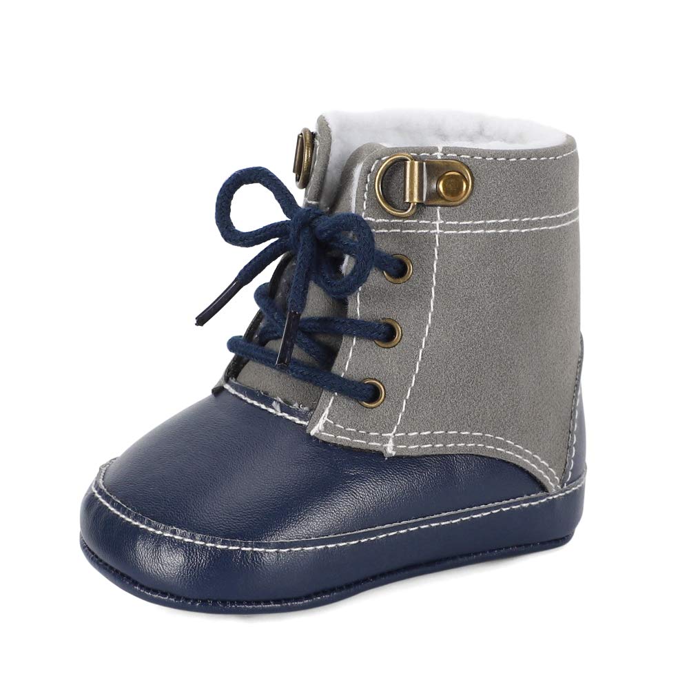 LACOFIA Baby Boys Cowboy Winter Boots Toddler Non-Slip Laces Snow Boots