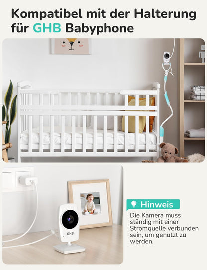 GHB Babyphone mit Kamera Baby Monitor 3,2 Zoll Weiß | 2100 mAh Akku, Max. 60 Std Akku im VOX Modus, Infrarot-Nachtsicht ohne Störlicht, Gegensprechfunktion, Temperatursensor