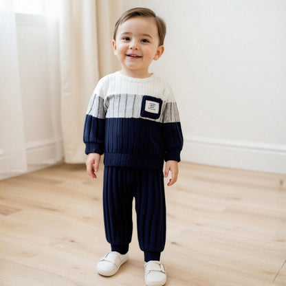 Baby Clothing Boys Winter Jumper Outfit Long Sleeve Sweatshirt + Trousers Children's Clothing Set for Baby Boys Knitted Jumper