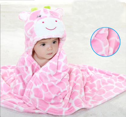 Doladola Baby Decke Babys Tier Design，Flanell Kinder Decke Kapuzenhandtuch für Mädchen und Jungen，Baby Kapuze Badeponcho Kinder Warm（gelbe Ente）
