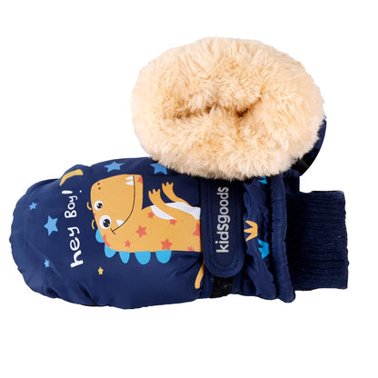 KAKU NANU Children's Winter Gloves 2-10 Years Ski Gloves Waterproof Warm Fleece Cartoon Children's Gloves Mittens with Cord Outdoor Snowboard Gloves Children Boys Girls Blue Red Pink Purple