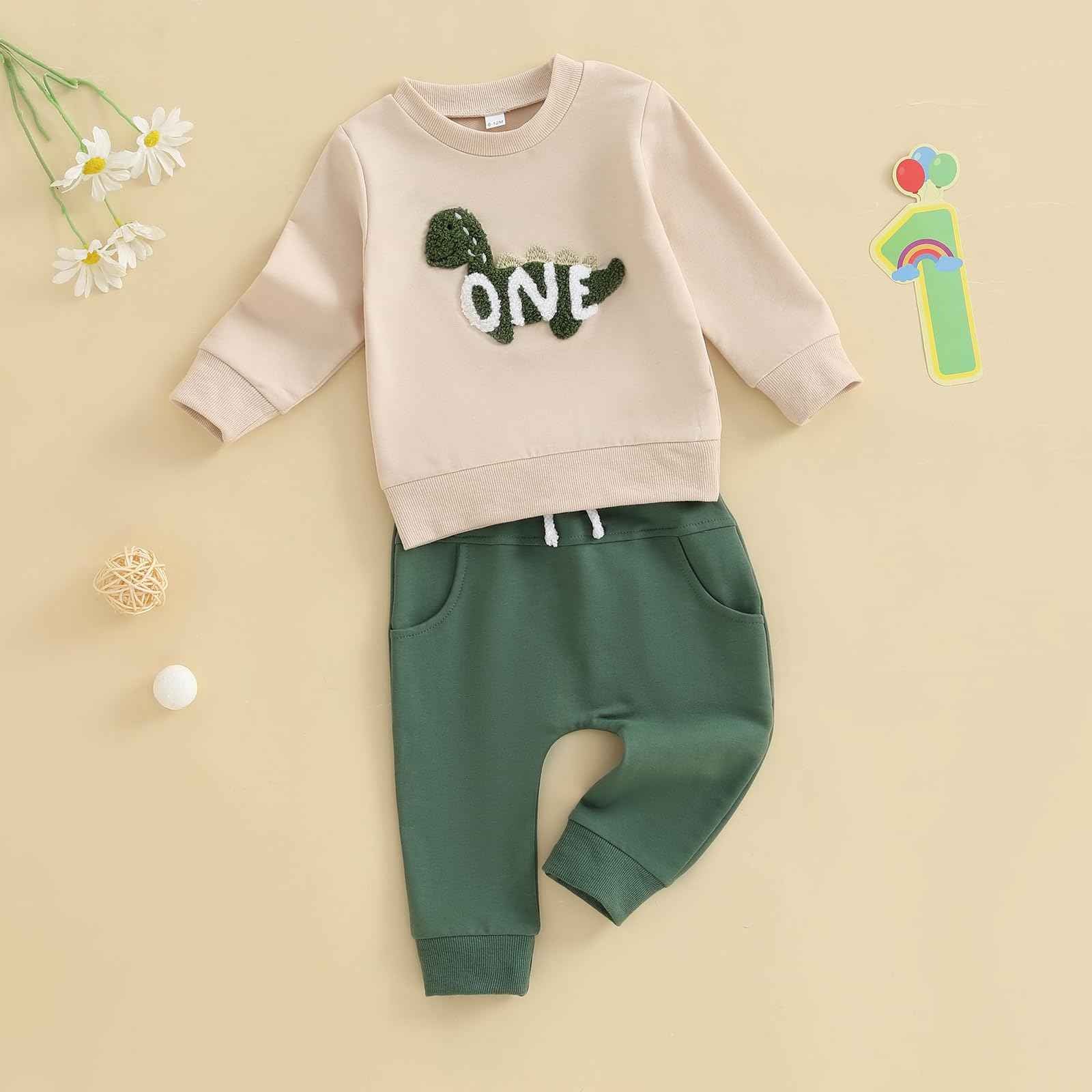 Geagodelia 1st Year Birthday Outfit Baby Boy Clothing Set Long Sleeve Sweatshirt and Trousers Clothing Sets for Boys