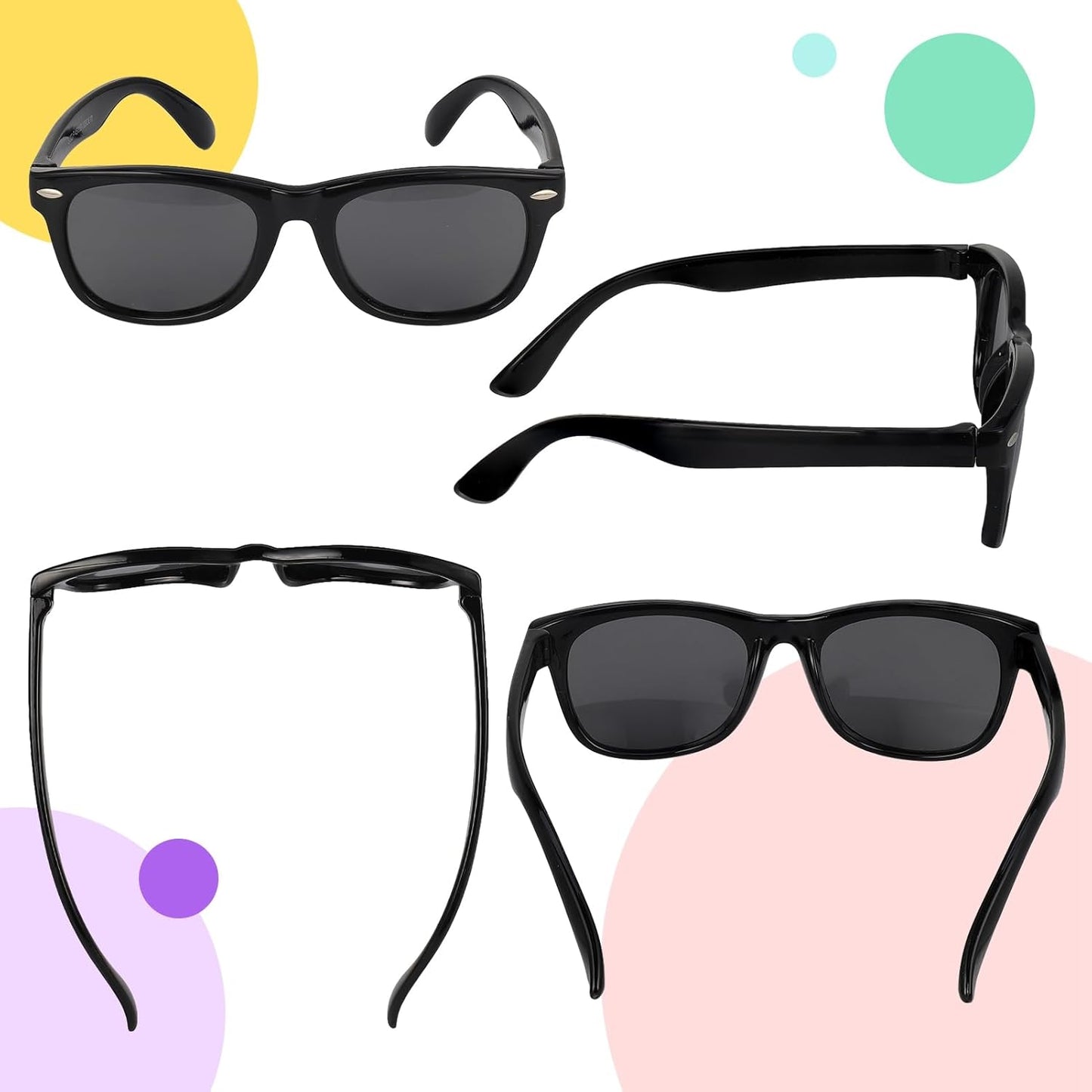 Utensilsto Pack of 3 Children's Polarised Flexible Sunglasses Silicone Frame Sunglasses for Boys Girls 2-12 Years (Pink+Red)