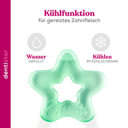 Dentistar Kühlbeißring 2er-Set – Beißring Baby ab 3 Monate – Kühlende Zahnungshilfe und Beißspielzeug für Babys und Kleinkinder - BPA frei - Türkis
