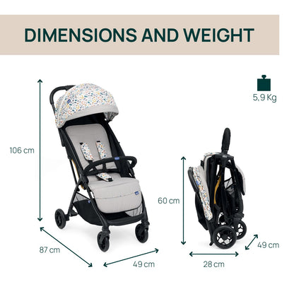 Chicco, Glee Pushchair from 0 Months to 4 Years with Automatic and Compact Closure, Extendable Hood with SPF 50+ and Rain Cover, 3-Level Adjustable Backrest, Leg Rest
