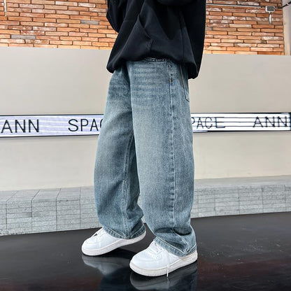 Siehin Jungen Jeanshose mit Elastischem Bund Kinder Frühling-Herbst Denimhose Baggy Jeans Cargohose