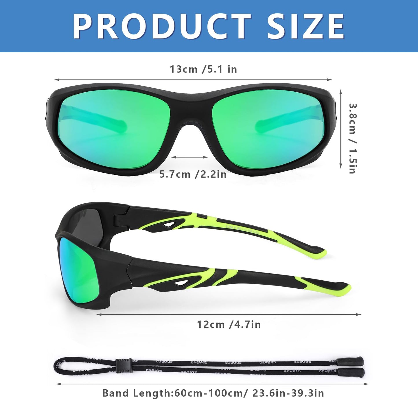 Hifot Sonnenbrille Kinder Polarisierte Sportbrille für Jungen und Mädchen UV400 Schutz gegen UltravioletteFahrradbrille Silikon Sonnenstrahlen Alter 3-12 Jahre