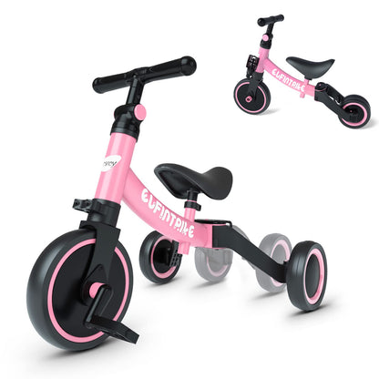 besrey 5 in 1 Laufräder Laufrad Kinderdreirad Dreirad Lauffahrrad Lauflernhilfe für Kinder ab 1 Jahre bis 4 Jahren (Schwarz) - Meloni2
