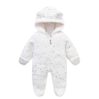 Baby Overall Winter Fleece Schneeanzug Baby Warm Romper mit Kapuze Herbst Winter für Jungen Mädchen 0-12 Monate