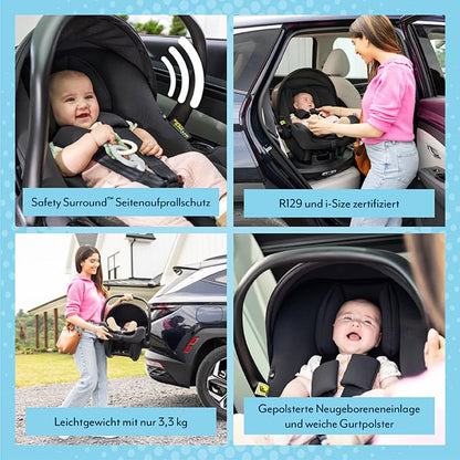 Graco SnugLite™ i-Size R129 Babyschale, ab Geburt bis ca. 12 Monate (40 bis 75 cm), leicht, kompatibel mit ISOFIX-Basisstation SnugTurn™ i-Size R129 (separat), Neugeboreneneinlage, schwarz, Midnight - Meloni2