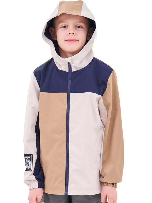 NATUST Kids Boys Waterproof Jacket Lightweight Transition Jacket Windproof Rain Jacket with Hood 