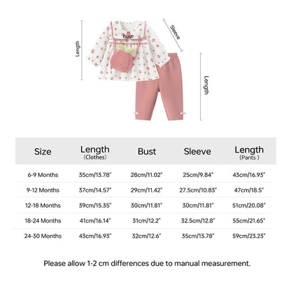 gurcooc Children's Clothing Sets for Baby Girls, Cotton Long Sleeve Dress, Waist and Pants, Soft Baby Clothes Set, 6-30 Months 