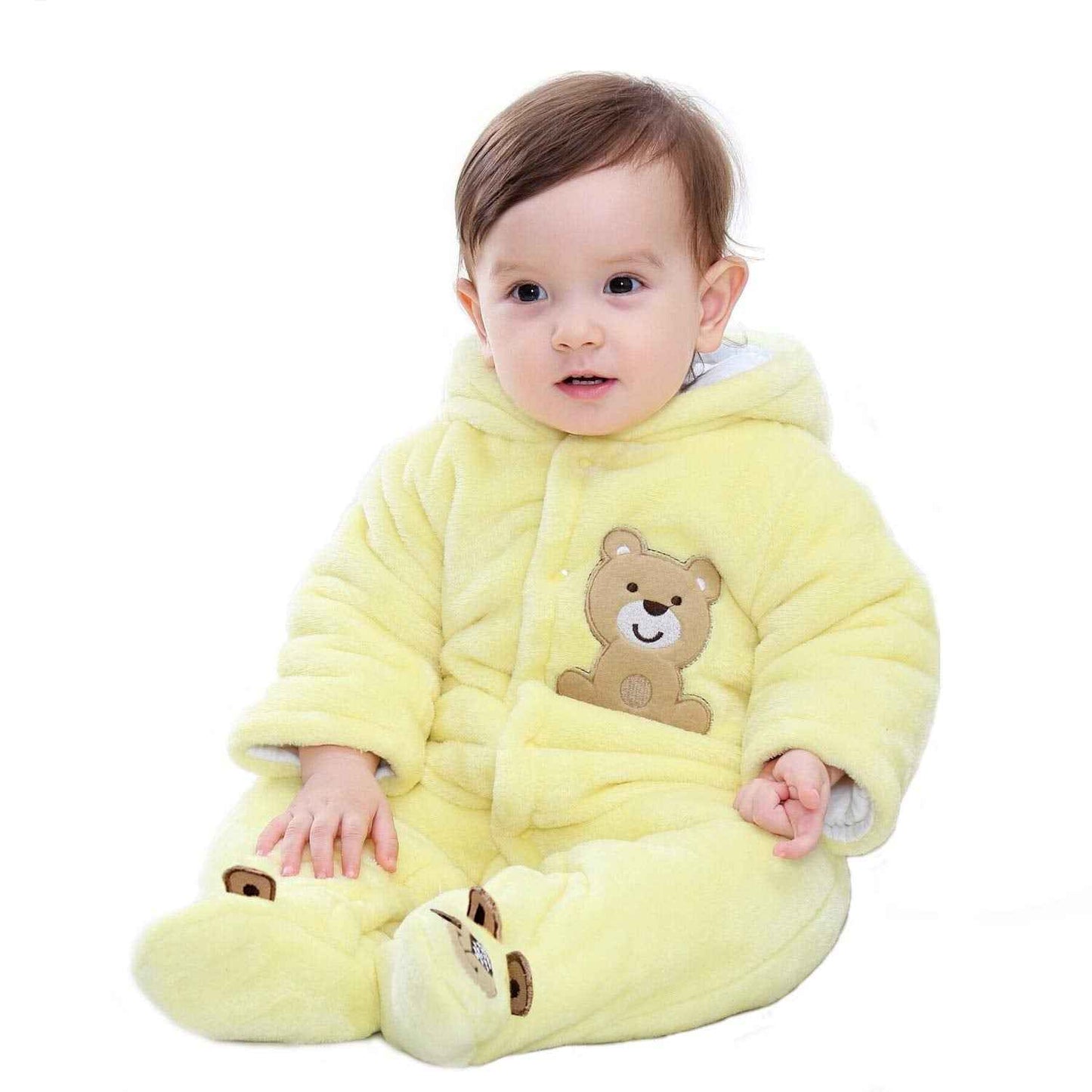 Gaorui Newborn Unisex Baby Winter Jumpsuit with Hood Romper Fleece Onesie All in One Snowsuit Outfits