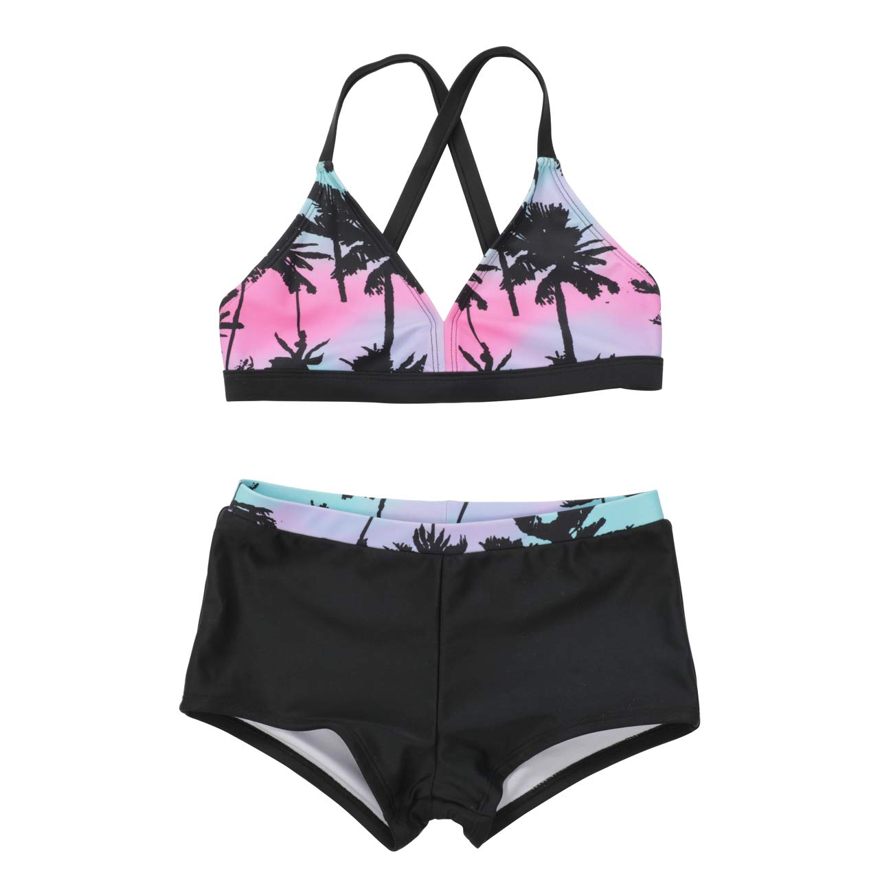DUSISHIDAN Bikini Kinder Mädchen Zweiteiliger Bademode Süß Badeanzug Zurück überqueren Sommer Swimsuit 110-176