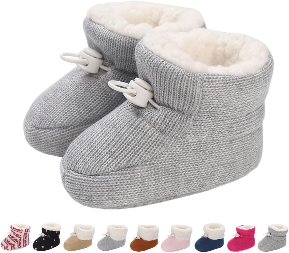 Baby Winter Shoes Warm Baby Shoes Winter Non-Slip Adjustable Newborn Snow Shoes First Walking Shoes Lined Thermal Fleece Crawling Shoes Slippers Winter Boots 0-18 Months 