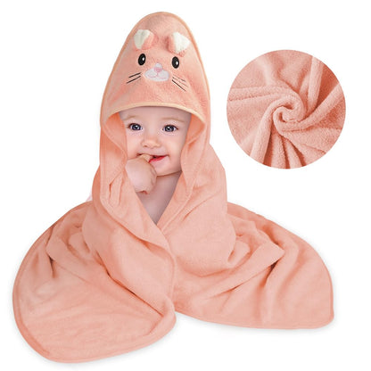 Aolso Hooded Towel Baby, 80 x 80 cm Baby Towel Hood, Baby Wash Cloth, Coral Fleece Baby Towel with Hood for Newborns, Soft and Super Absorbent, Unisex (Grey Elephant)