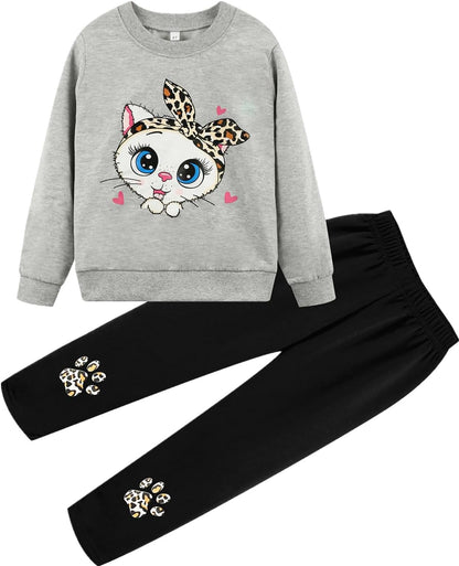 Unicorn Outfits for Little Girls 2 Pieces Ruffle Sleeve Sweatshirt + Leggings Autumn Leopard Clothing Sets 2-10 Years Old