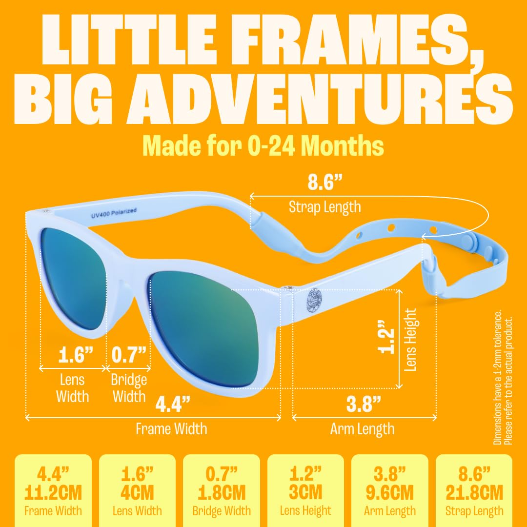 Polarized Baby Sunglasses with Strap - Unbreakable Flexible Toddler Sunglasses for Toddlers Newborn 0-24 Months