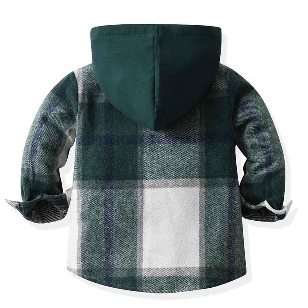 Kinder Übergangsjacke Jungen Kindermantel Mädchen Jacke Kariertem Hemd mit Kapuze für Frühling und Herbst