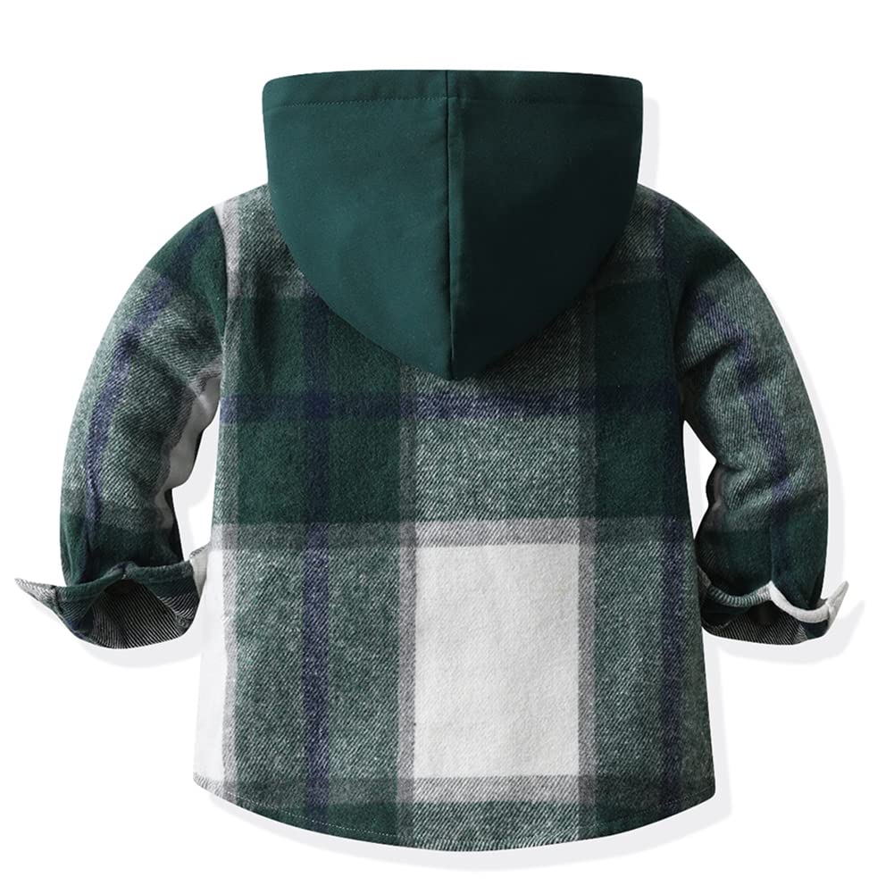 Kinder Übergangsjacke Jungen Kindermantel Mädchen Jacke Kariertem Hemd mit Kapuze für Frühling und Herbst