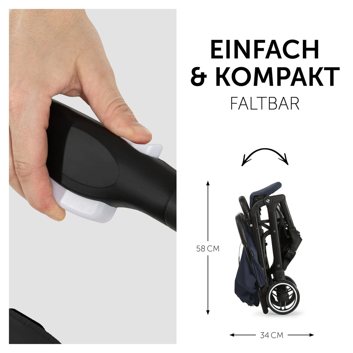 hauck Travel N Care, Dark Olive - Reise Buggy für Kinder ab Geburt bis 22 kg - mit Liegefunktion - Leicht 6,9 kg & Kompakt - Klein Zusammenklappbar - UPF 50+ - EVA Räder - Korb bis 3 kg