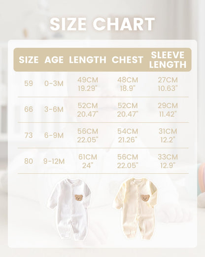 Baby Strampler Neugeborene Baumwolle Jumpsuit 2er-Pack Langarm Einteiligen Overall Kleidung für Baby Junge und Mädchen 0-12 Monate