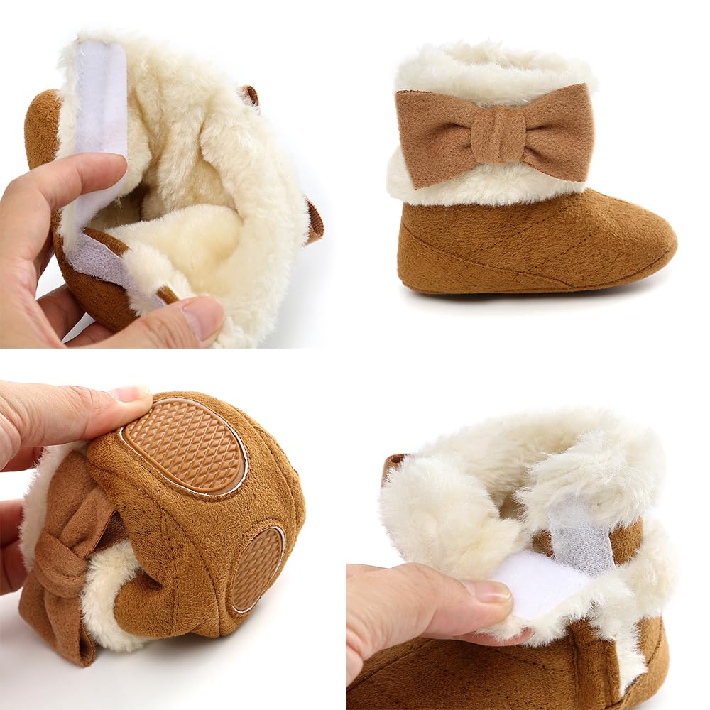 Baby Winter Warm Snow Boots Newborn Baby Girls Boys Soft Sole Buttons Fleece Boots Infant Toddler First Walker Shoes