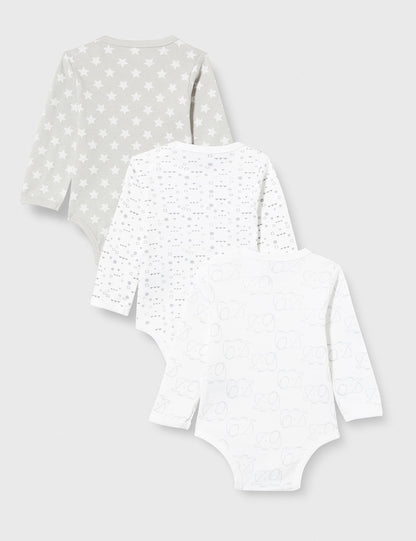 Unisex Baby Bodysuit, Langarm, 100% Baumwolle (3er und 6er Pack)