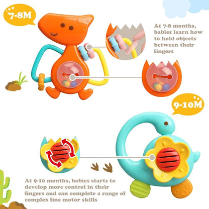 TINOTEEN Baby Rattles Spielzeugset, 5 Stück Beißring Shaker Grab Spin Rassel Spielzeug für 3 6 9 12 18 Monate Babys Neugeborenes