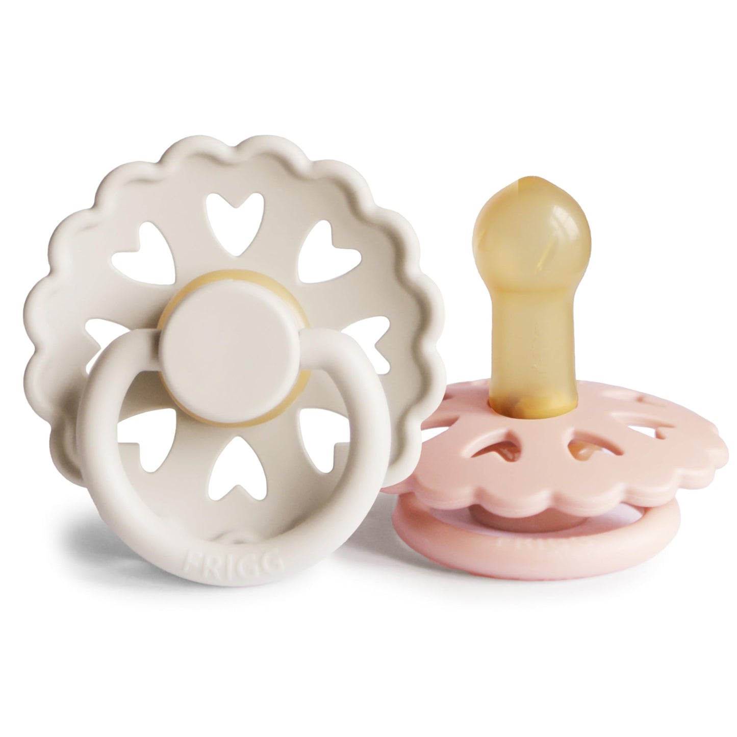 FRIGG Fairytale Schnuller 2 Packung | Latex Schnuller | BPA-Frei | Hergestellt in Dänemark | Symmetrischer Sauger in Kirschform (Twilight Mauve/Primrose, Größe 1 (0-6 Monate))