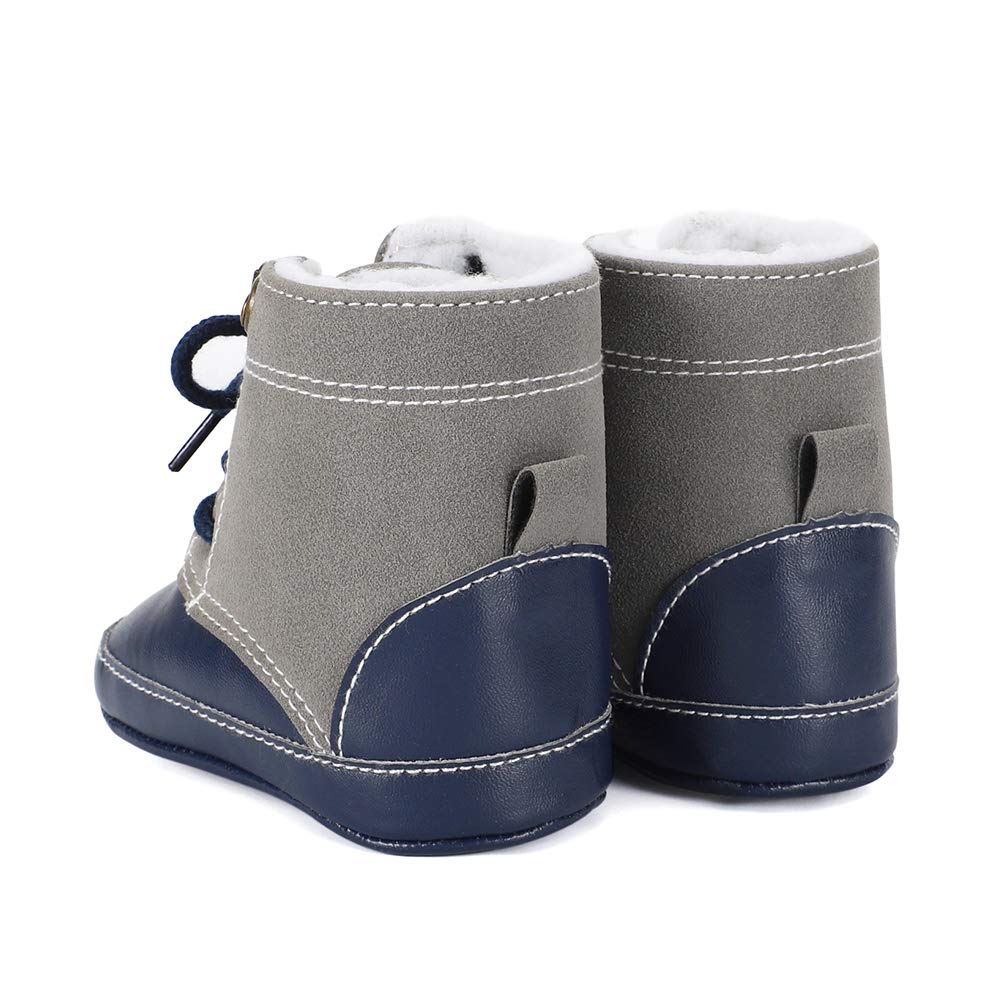 LACOFIA Baby Boys Cowboy Winter Boots Toddler Non-Slip Laces Snow Boots
