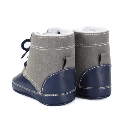 LACOFIA Baby Boys Cowboy Winter Boots Toddler Non-Slip Laces Snow Boots