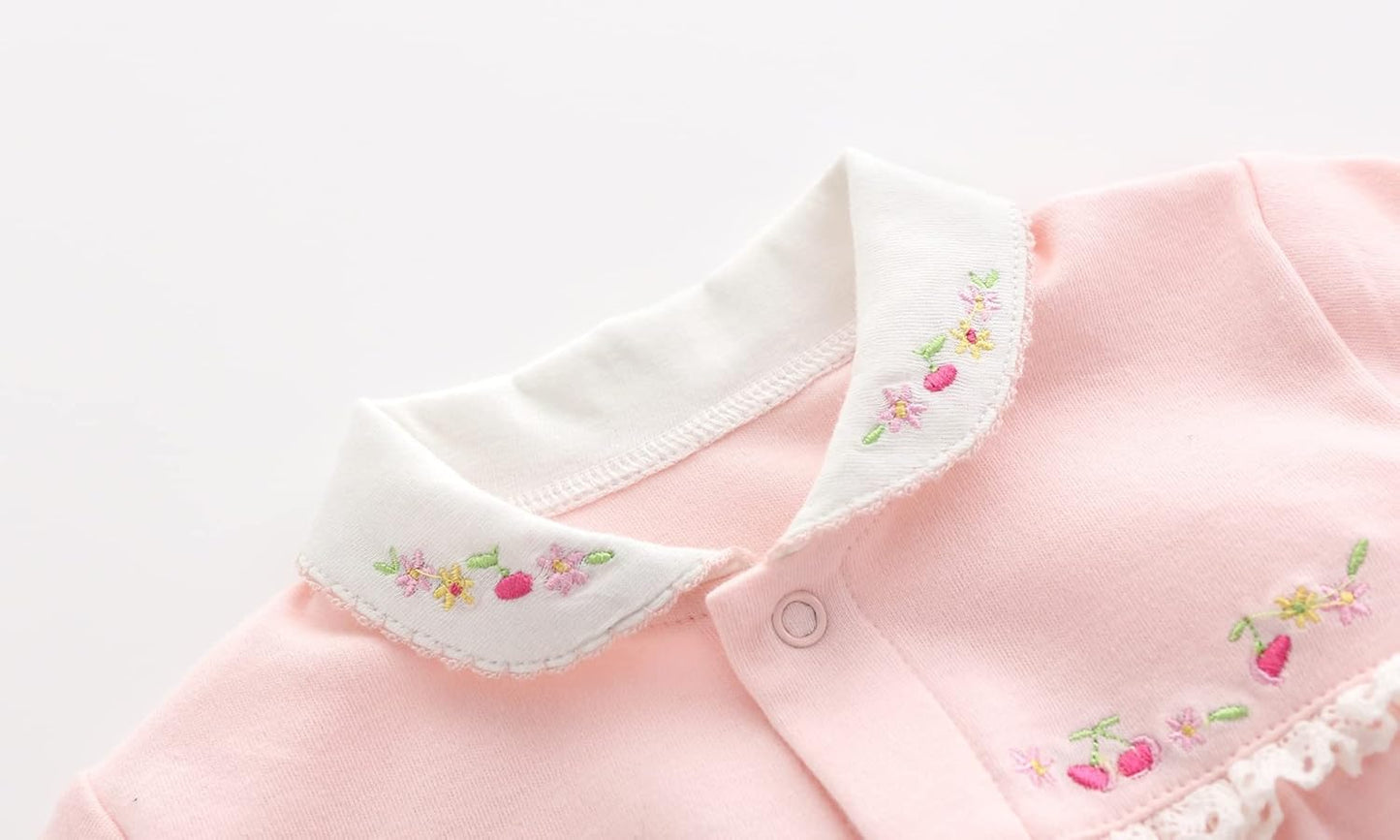 KIDDLETOWN Baby Pyjamas Newborn Baby Girls 0-3 Months Organic Cotton Long Sleeve Popper Frog Cartoon