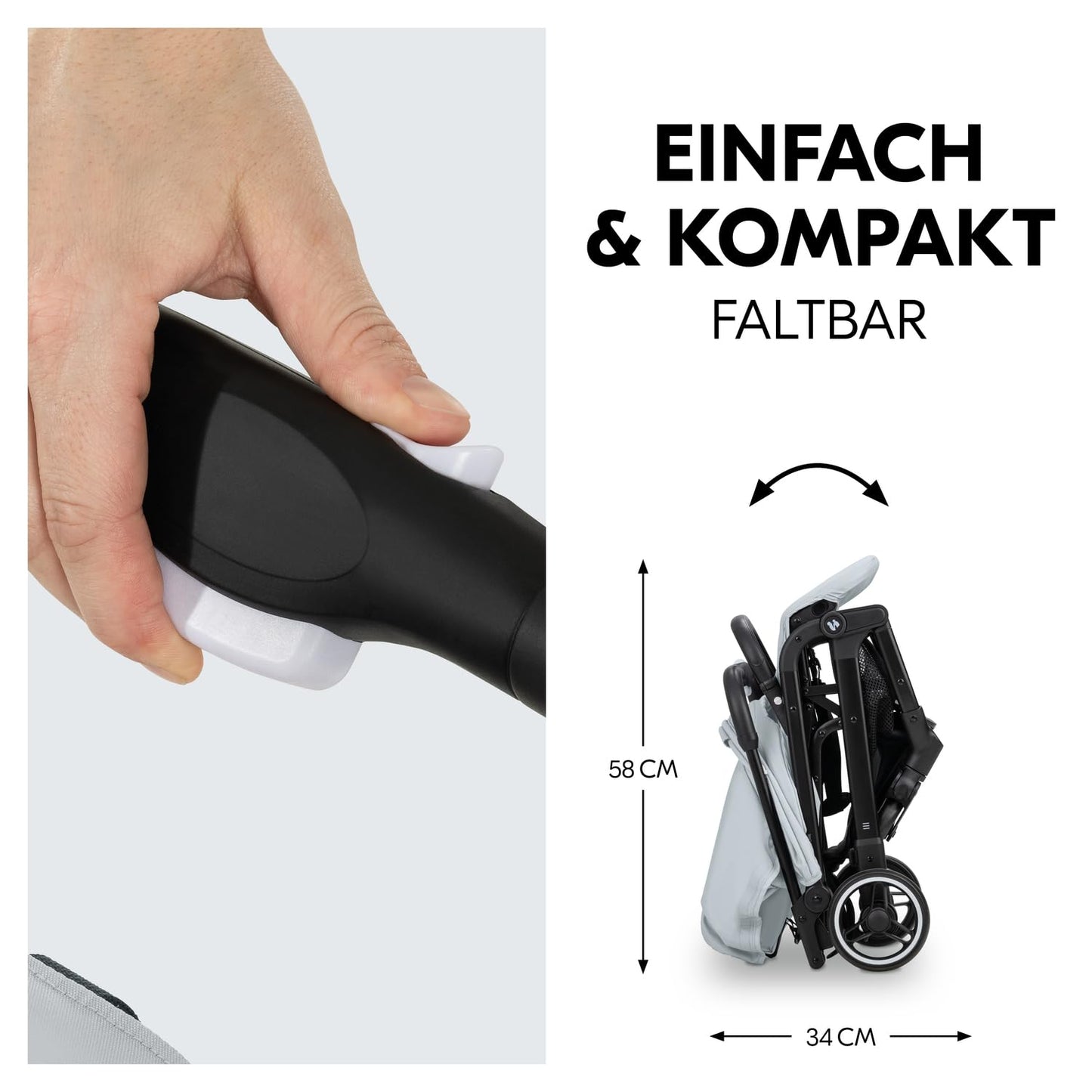 hauck Travel N Care, Dark Olive - Reise Buggy für Kinder ab Geburt bis 22 kg - mit Liegefunktion - Leicht 6,9 kg & Kompakt - Klein Zusammenklappbar - UPF 50+ - EVA Räder - Korb bis 3 kg