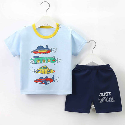 Baby Kleinkind Jungen 4 Stück T-Shirts und Shorts Dinosaurier Tops & Shorts Sommer Outfits