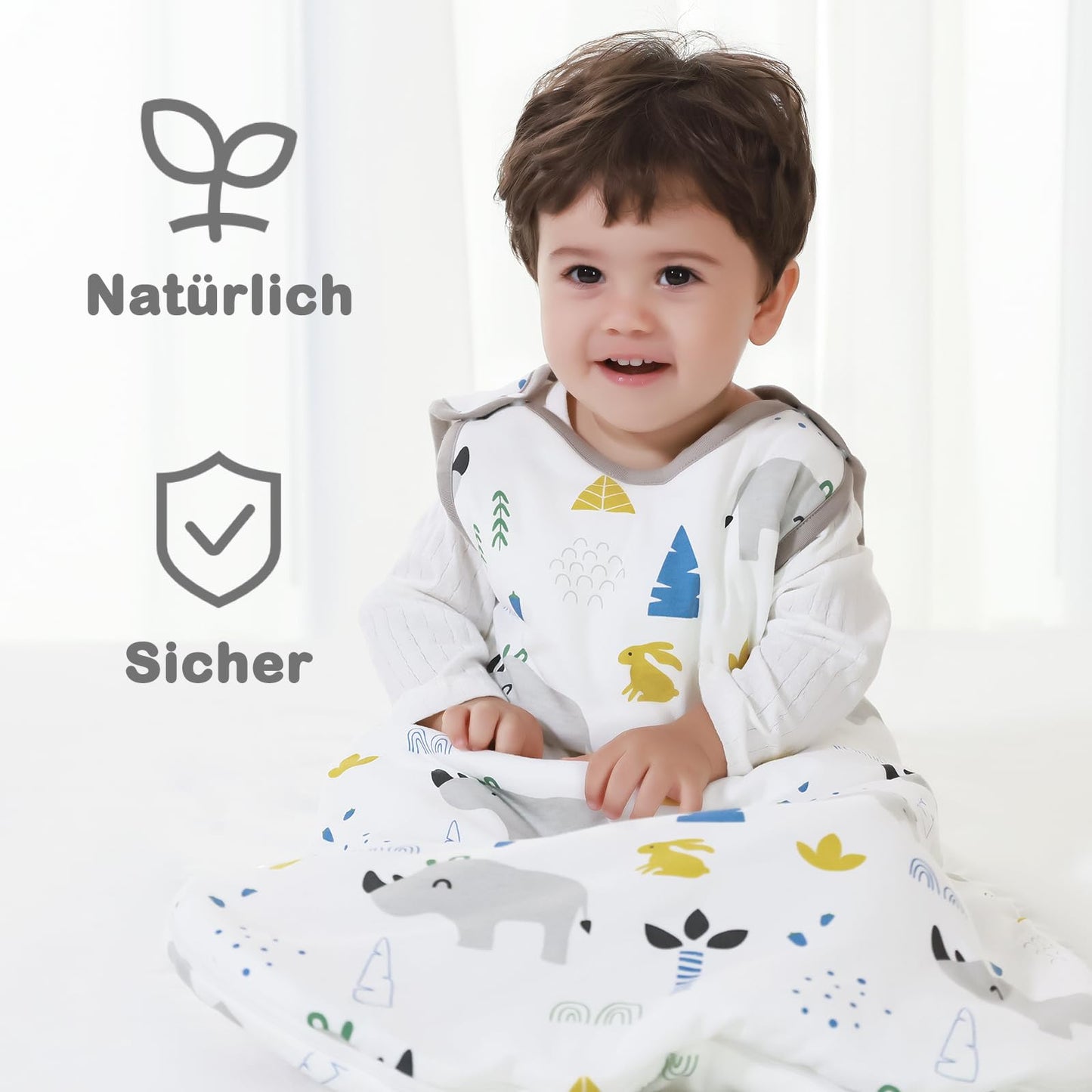 Baby Winter Sleeping Bag, Toddler Sleeping Bag, 2.5 Tog Sleeping Bag, 100% Cotton, Various Sizes from Newborn to 18 Months, All-Year-Round Sleeping Bag