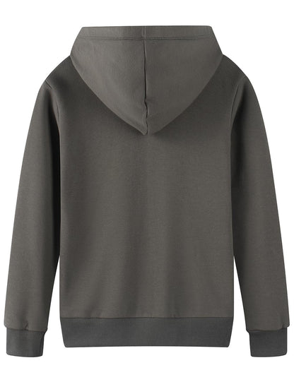 Spring&Gege Jungen Hoodie Sweatjacke Basic Einfarbig Baumwoll Kapuzenjacke für Kinder（3-12 Jahre）