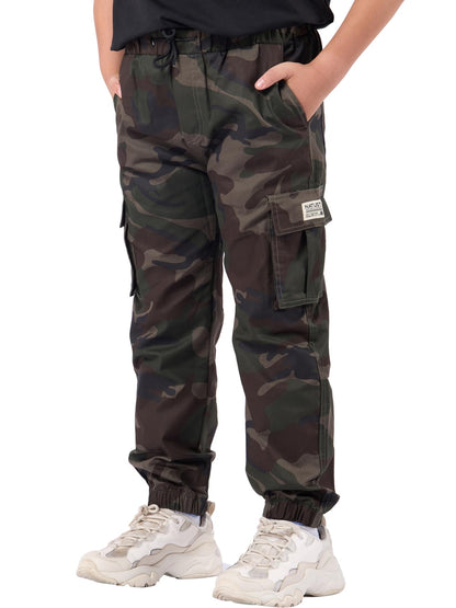 NATUST Jungen Cargohose Kinder Freizeithose mit Elastischem Bund